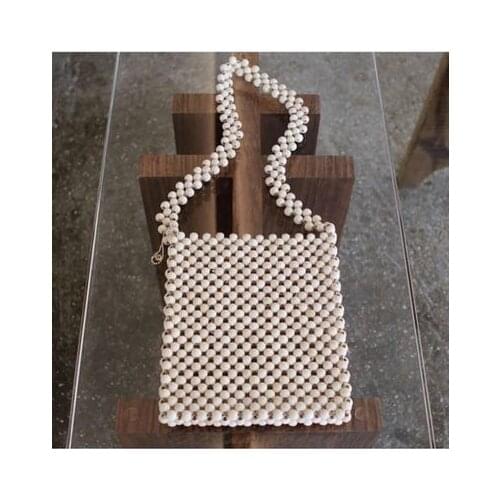 Vintage Hand-woven Handbag Natural Wooden Beads Shoulder Bag Bohemian Style Bamboo Beach Bag Summer Fashion Handbag