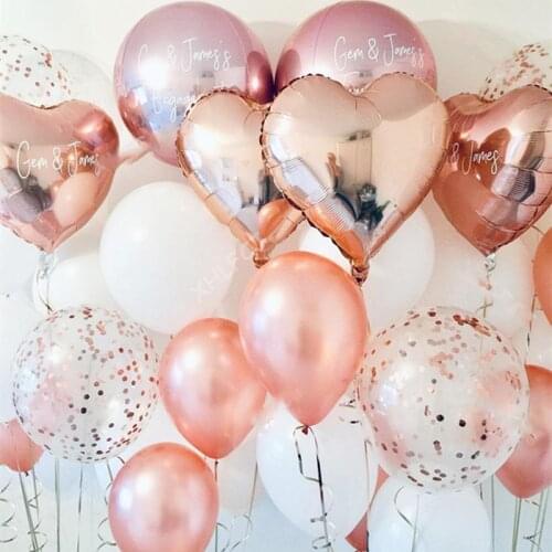 22inch Rose Gold 4D Foil balloon Heart Star Confetti Latex air Helium Balloons Wedding Birthday Party Tassel Decor Baby Shower