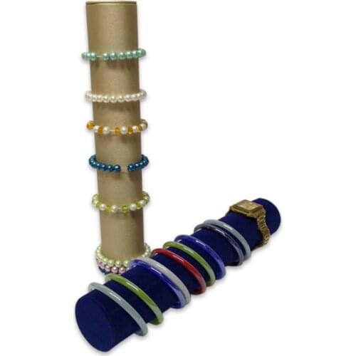 High-grade blue and gold velvet inner wooden bracelet bracelet watch storage display arrangement window counter column frame