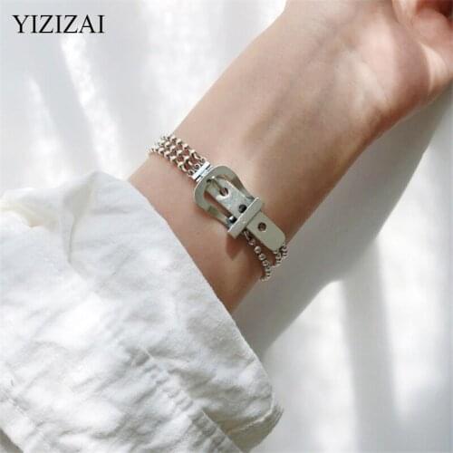 YIZIZAI Belt Buckle Bracelet for Woman 2020 New Harajuku Chain Bracelet Women Men Jewelry Jewelry Valentine Gift