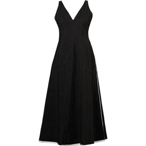 2019 dark black minimalist cool dress small ramie jacquard sleeveless vest dress