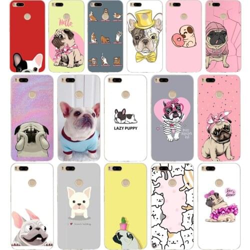 106AA Pug French Bulldog gift Soft Silicone Tpu Cover phone Case for Xiaomi Redmi Mi A1 A2 8 lite