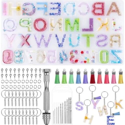 1 Set Crystal Epoxy Resin Mold Alphabet Letter Number Keychain Pendant Casting Silicone Mould DIY Crafts Jewelry Making Tools