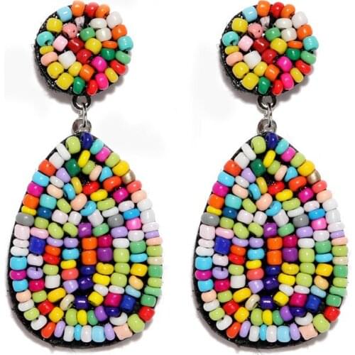 2021 Beaded Earrings Handmade New Real Geometric Women Vintage Oorbellen M Earrings Restore Ancient Fashion Colorful Female