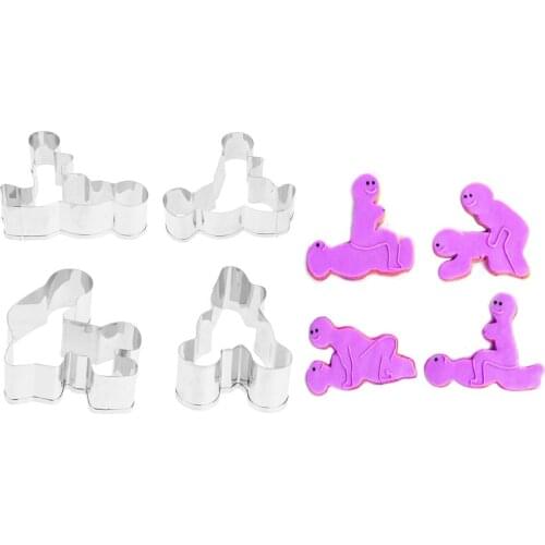 4Pcs/Set Cookie Cutter Adult Sex Love Biscuit Cutters Cookie Mould Pancake Baking Mold Cake Decorating Tools Stainless Steel