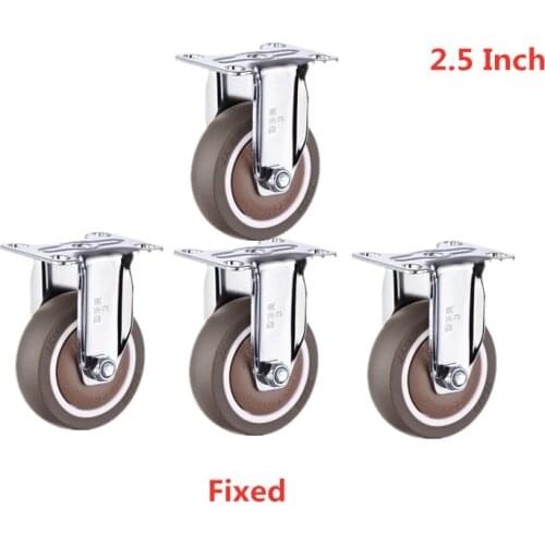 4 Pcs/Lot 2.5 Inch Fixed Caster Rubber Mute Light Furniture Medical Shelf Ventilator Wheel