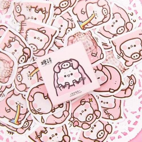 45 Pcs/Box Animal pink pig paper sticker kawaii decoration DIY Album diary scrapbooking label stickers stationery School Office