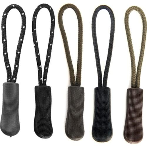 5Pcs Outdoor Camping Backpack Zipper Pulls Cord Rope Ends Lock Zip Clip Strap Gym Suit Garment Bag Accessories