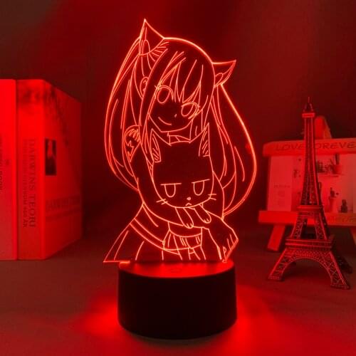 Anime 3d Light Fairy Tail for Kids Bedroom Decoration Night Light Manga Gift for Her Him Room Decor Table Lamp Fairy Tail