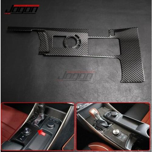 LHD 100% Real Carbon Fiber Car Interior Console Gear Water Cup Center Control Panel Trim For Lexus IS200 IS300 IS350 2013-2019