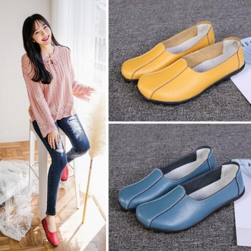 Ballet Flats for Women Comfortable Womens Flats Brand Designer 2021 Leather Slip on Round Toe Ladies Flats Shoes Women