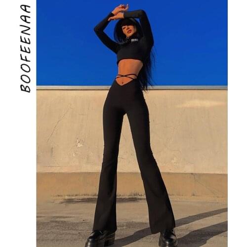 BOOFEENAA Women's High Rise Pants