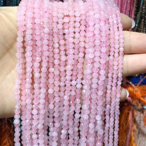 2/3/4mm Natural Faceted Rose Quartzs Stone Beads Loose Spacer Rondelle Beads For Jewelry Making Accessories Diy Earing Bracelets