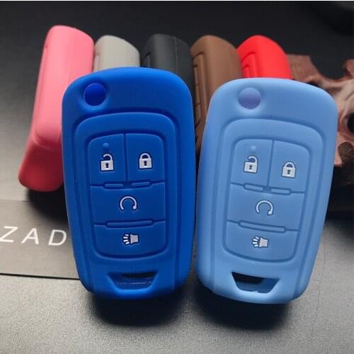 ZAD Silicone rubber car key cover for Chevrolet Camaro Cruze Equinox Malibu Sonic Spark Volt 4 buttons remote key-styling skin
