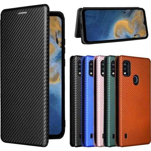 For ZTE Blade A51 Case Luxury Flip Carbon Fiber Skin Magnetic Adsorption Case For ZTE A51 A 51 ZTEA51 Phone Bags