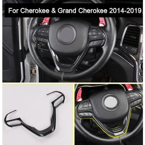 Carbon Fiber Steering Wheel Frame Cover Decor Trim for Jeep Grand Cherokee 2014-2019