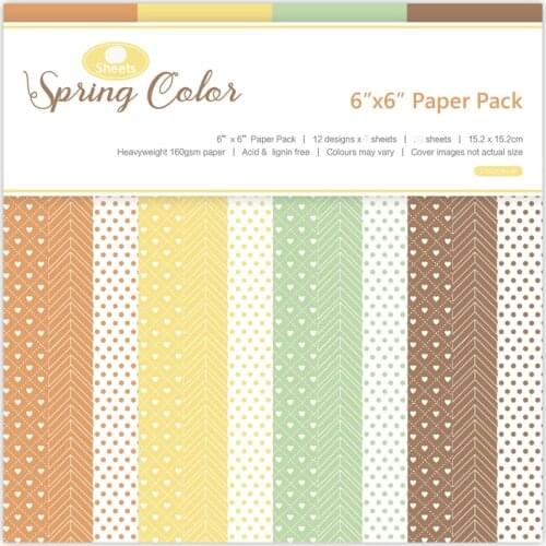 KLJUYP 12 Sheets Spring Colors Patterned Paper Pad DIY Scrapbooking Paper Pack Handmade Paper Craft Background Pad