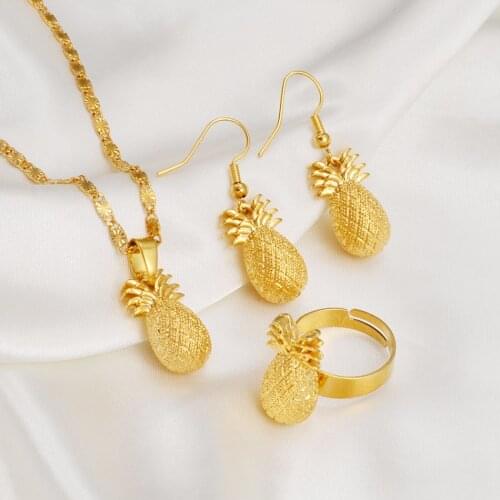 Anniyo Pineapple Hawaiian Jewelry sets Pendant Necklaces Earrings Ring sets Micronesia Guam Marshalls Ananas Chuuk #129016