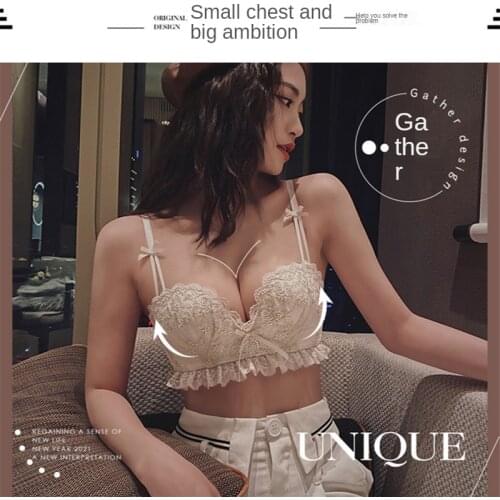 New style lace underwear, small chest gathered, no steel ring bow knot ladies (flat chest) bra