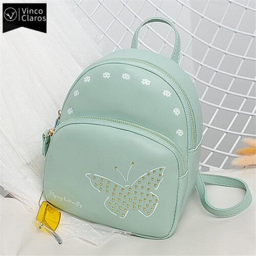 Cute Mini Backpack Women Designer PU Leather Small Backpack Womens 2021 Fashion Female Backpacks Sweet Girls Mobile Phone Bag