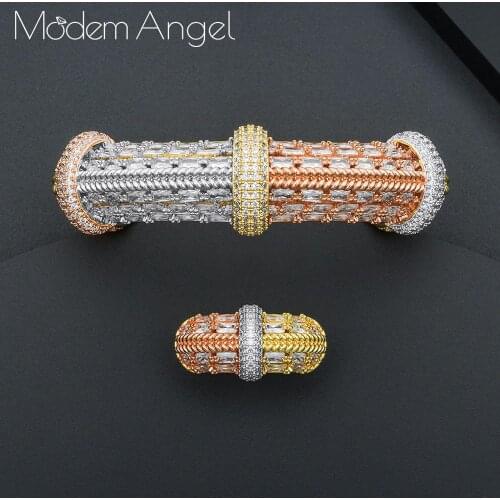 ModemAngel Luxury African Bangle Ring Sets Fashion Dubai Bridal Jewelry Sets For Women Wedding brincos para as mulheres