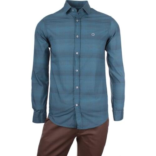 Gentilbay Mens Dot Printed Cotton Green Fabric Slimfit Long-Sleeve Sport Classic DC1031 Shirt
