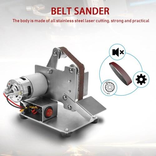 DIY Mini Belt Sander Desktop Grinder Polishing Grinding Sharpening Machine Buffer Electric Angle Grinder 330MM With Belts