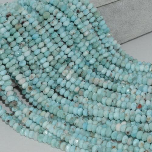 Natural Simple Quality Larimar Faceted Rondelle Beads 5.2mm-5.5mm