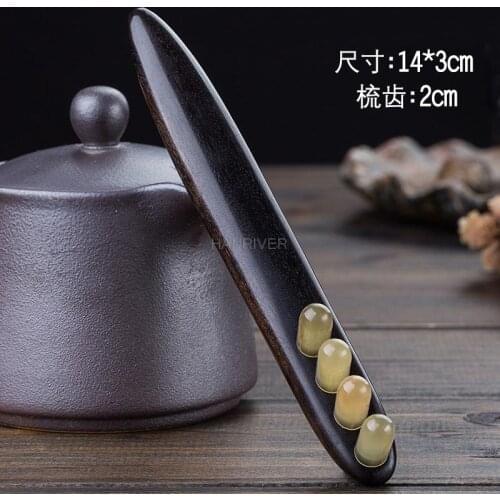 Natural Yellow Horn Comb Body Scraping Massage Comb Wide Tooth Head Hair Meridian Massage Comb Anti-Static Comb Health Care