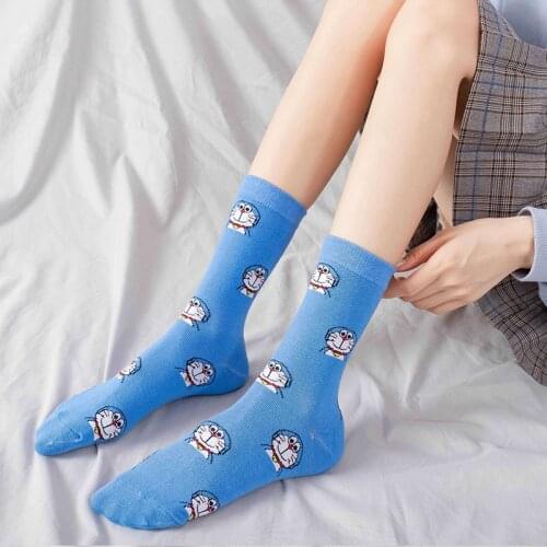 Doraemon Sock Mens Crew Adult Anime Mans Socks Thin Sox High Quality Cartoon Cotton Japanese Spring Unisex Trendy Calcetines