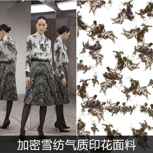 New B Brand 100% Polyester Printed Chiffon Fabric Brand Clothing Shirt DIY Cloth Fabrics by the Meter for Dress Factory Outlet