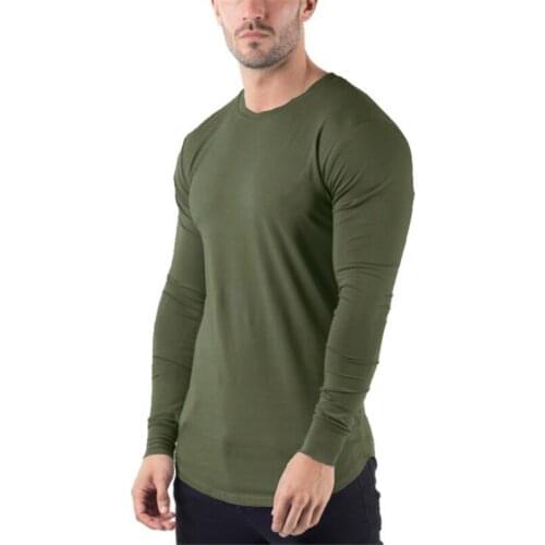 New Fashion slim fit Bodybuilding T-shirt Sporting T-shirt Men long Sleeve Shirt Fitness Tshirt Mens solid gyms Clothing Tee