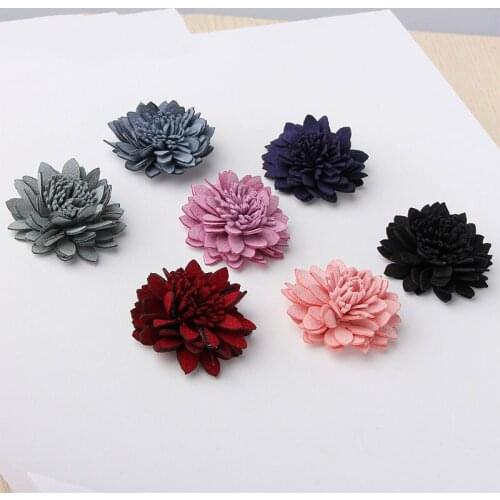Wholesale 30PCs 30MM Microfiber Farbic Flowers Handmade Flatback Floral Button Patch Sticker Ornament Accessories Headband Decor