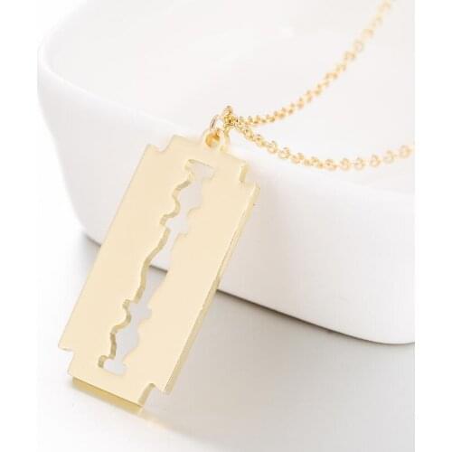 Shuangshuo Punk Style Blade Stainless Steel Charm Necklace Statement Hip Hop Jewelry for Women Dainty Steel Necklaces Party Gift