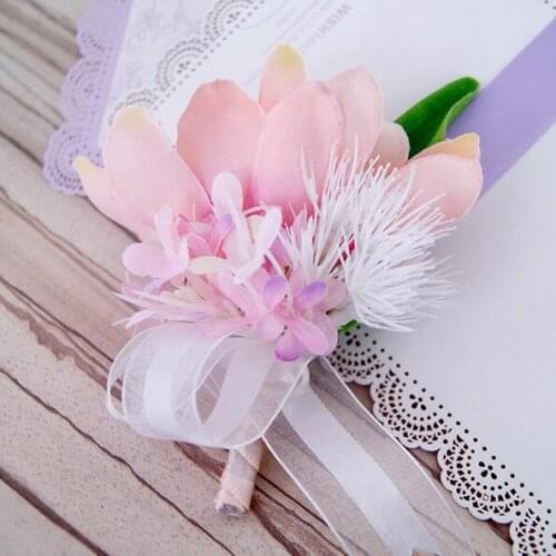 DIY 5Pcs Cheap Sale New Best Man Groom Boutonniere Silk Satin Rose Flower men buttonhole Wedding Party Prom Man Suit Corsage