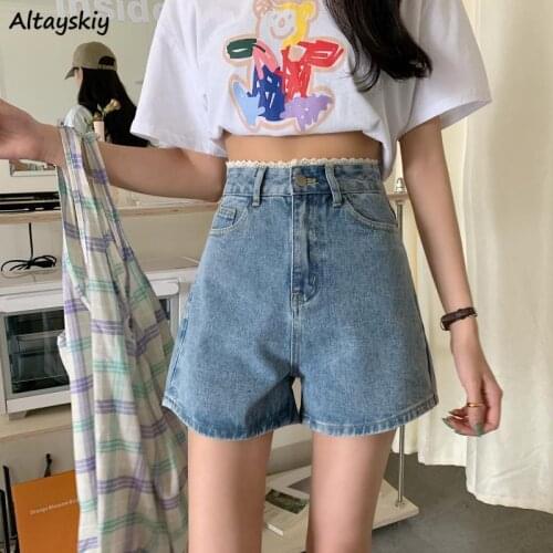 Shorts Women Denim Cozy Korean Style Students Summer Casual All-match High Waist Vaqueros Mujer Female Hipster Fashionable Chic