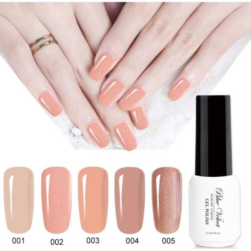 Blue Velvet Pure Color Gel Nail Polish 7ML UV Long-Lasting Soak Off Gel Varnish Shining Nude Color Series Nail Polish Varnish