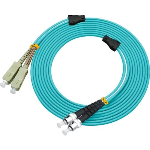 Indoor Armored 15 Meters SC-ST Duplex 10 Gigabit 50/125 Multi-mode Fiber Optical Cable OM3 Aqua 10GB SC to ST Patch Cord Jumper
