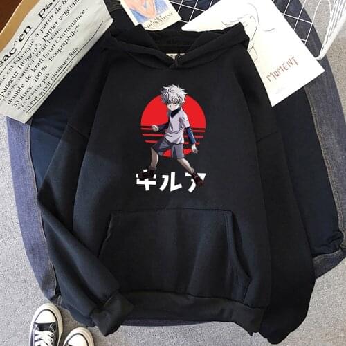 Japanese Anime Funny Killua Eyes Killua HxH Hoodies 2021 Spring Japan Style Hunter X Hunter Sweatshirts Streetwear for Women/men