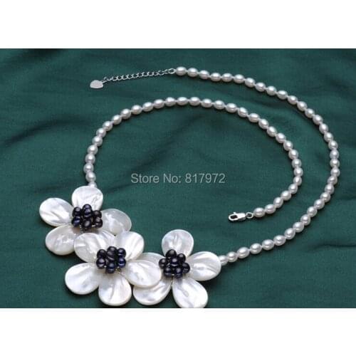 Wedding Elegant Pretty Black Flowers Chokers Necklace Woman Jewelry Handmade Necklace AAA Natural Real Pearl Freshwater