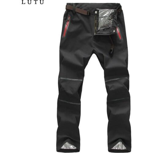 HOT2017 Outdoor Winter Thicken Fleece Thermal Flash silver constant temperature Cycling Trousers Cargo Climbing Hiking Pants Men