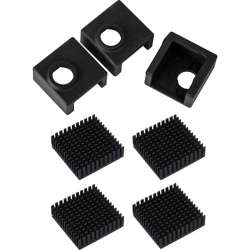 1set Silicone Case Set of Three for Ender 3 CR-10 CR-10S & 4x 40X40X10mm Black Radiator Aluminum Heatsink