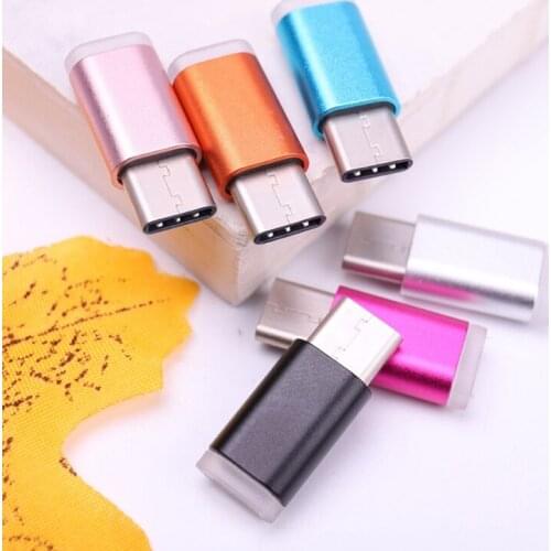 1Pcs Colorful USB Type C Male Connector to Micro USB Female Converter USB-C Type-C Adapter Data Cable Conversion Head