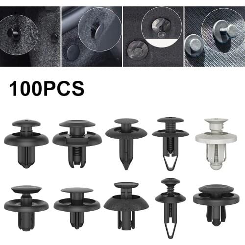 100pcs Car Clips Car Body Push Retainer Pin Rivet Bumper Door Trim Panel Retainer Fastener Kit Mixed Auto Fastener Clip