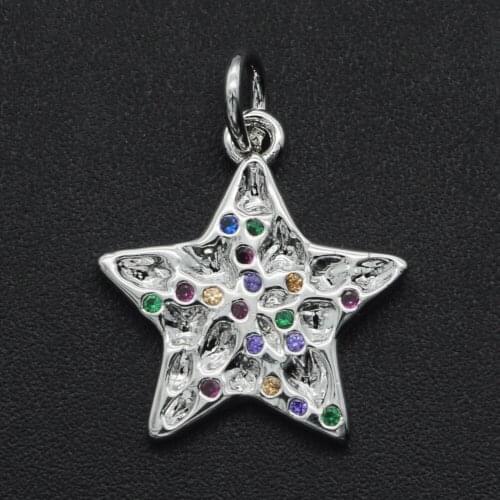 19x14mm 100% CZ Zircon DIY Jewelry Star Charm Pendant Wholesale Top Quality Fashion Jewellery Pendants Necklace Making Charms