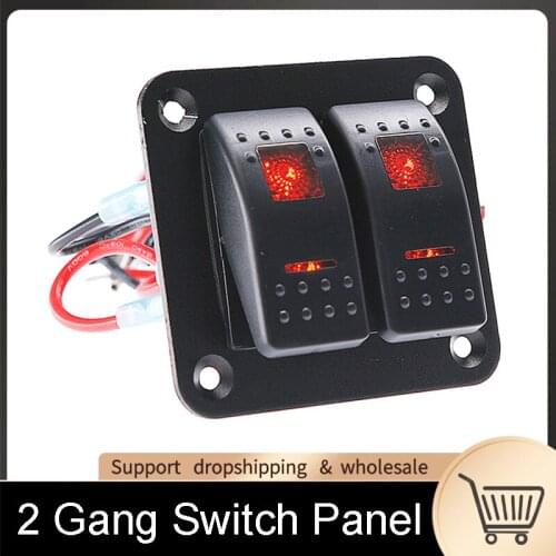 2 Gang Rocker Switch Panel 12-24V LED Waterproof Switch Panel Circuit Breaker for Car Marine Boat Camper Caravans Travel