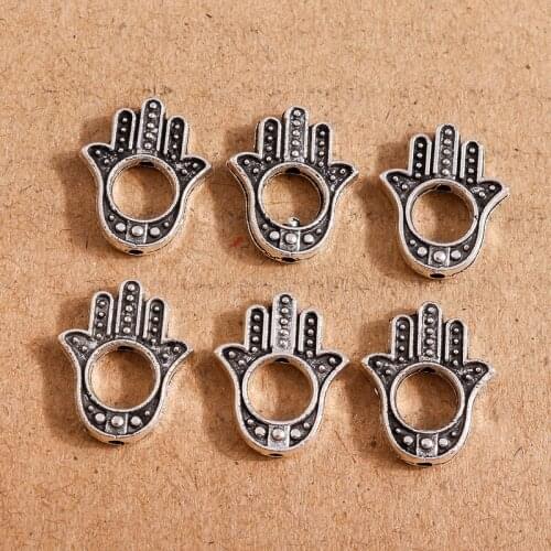 20pcs 13*14mm Small Hamsa Hand Charms Connector for DIY Bracelets Pendants Necklaces Handmade Jewelry Craft Accessories