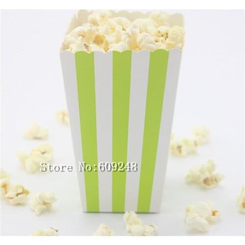 24pcs Lime Green Striped Paper Popcorn Boxes,Stripe Party Favor Boxes,Candy Snack Treat Cups,Mini Movie Theater Popcorn Box Bulk