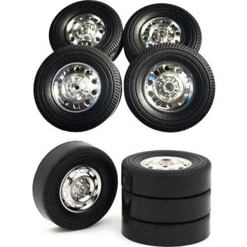 4 Pcs Rubber Tires Wheels Rims Tyre for WPL D12 RC Car DIY Modified Spare Parts 69HE
