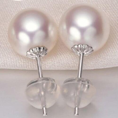 8.5mm/9mm AAA+++ Akoya Natural White Pearl Earring 14kt White Gold